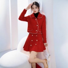 批发2025新娘新款敬酒服<b class='q'>红色</b>小香风套装回门服订婚礼服两件套日常可穿