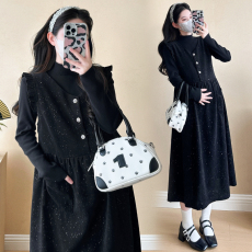 批发实拍2026春季新款时尚金闪工艺优雅气质开扣背心裙+打底孕妇套装