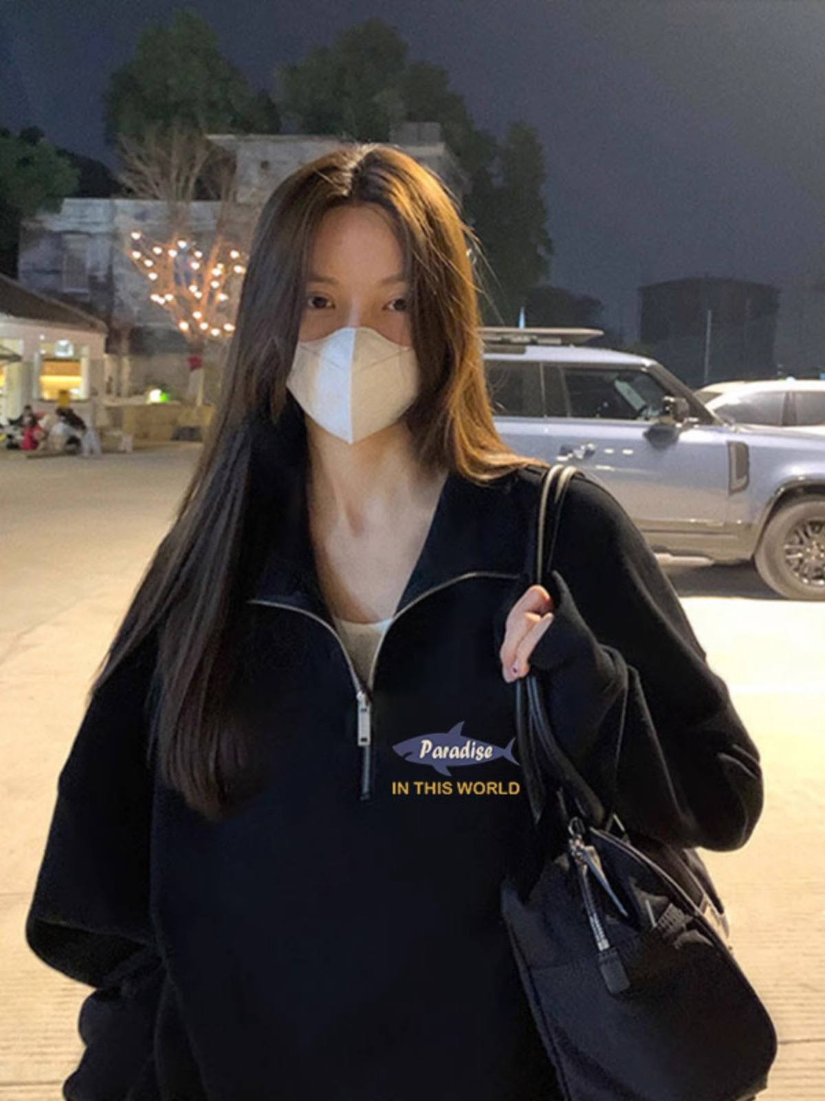 美式复古半拉链polo领卫衣女款设计感小众情侣装高级感上衣秋冬