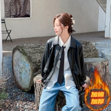 批发皮衣女外套2026新款秋冬加棉短款pu皮夹克复古美拉德机车酷上衣