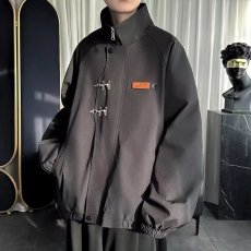 批发2024春秋季休闲男外套百搭痞帅中式风国潮冲锋衣立领大码简约潮服