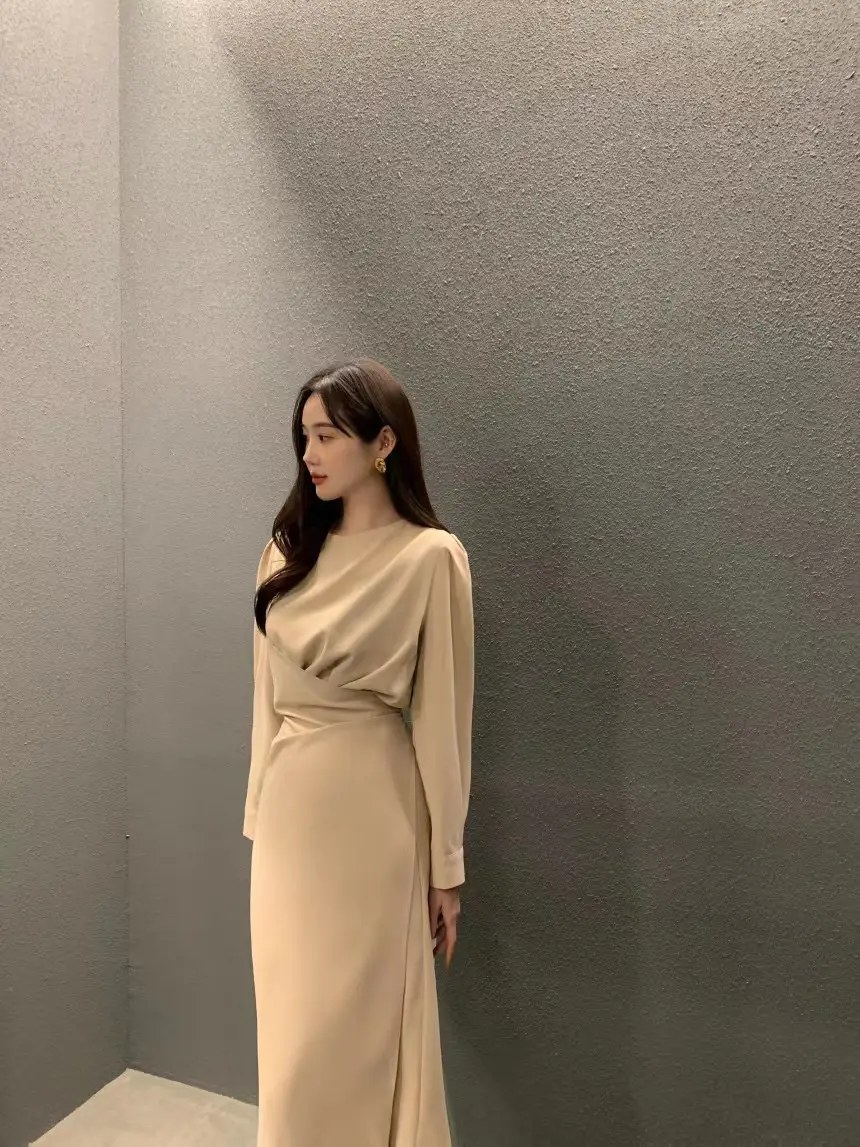 진주 소재 허리 라인 체크 셔츠 슬리브 원피스 상세 이미지 9