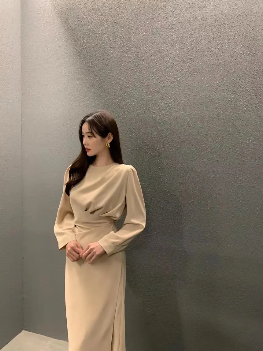 진주 소재 허리 라인 체크 셔츠 슬리브 원피스 상세 이미지 10
