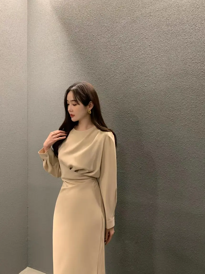 진주 소재 허리 라인 체크 셔츠 슬리브 원피스 상세 이미지 11