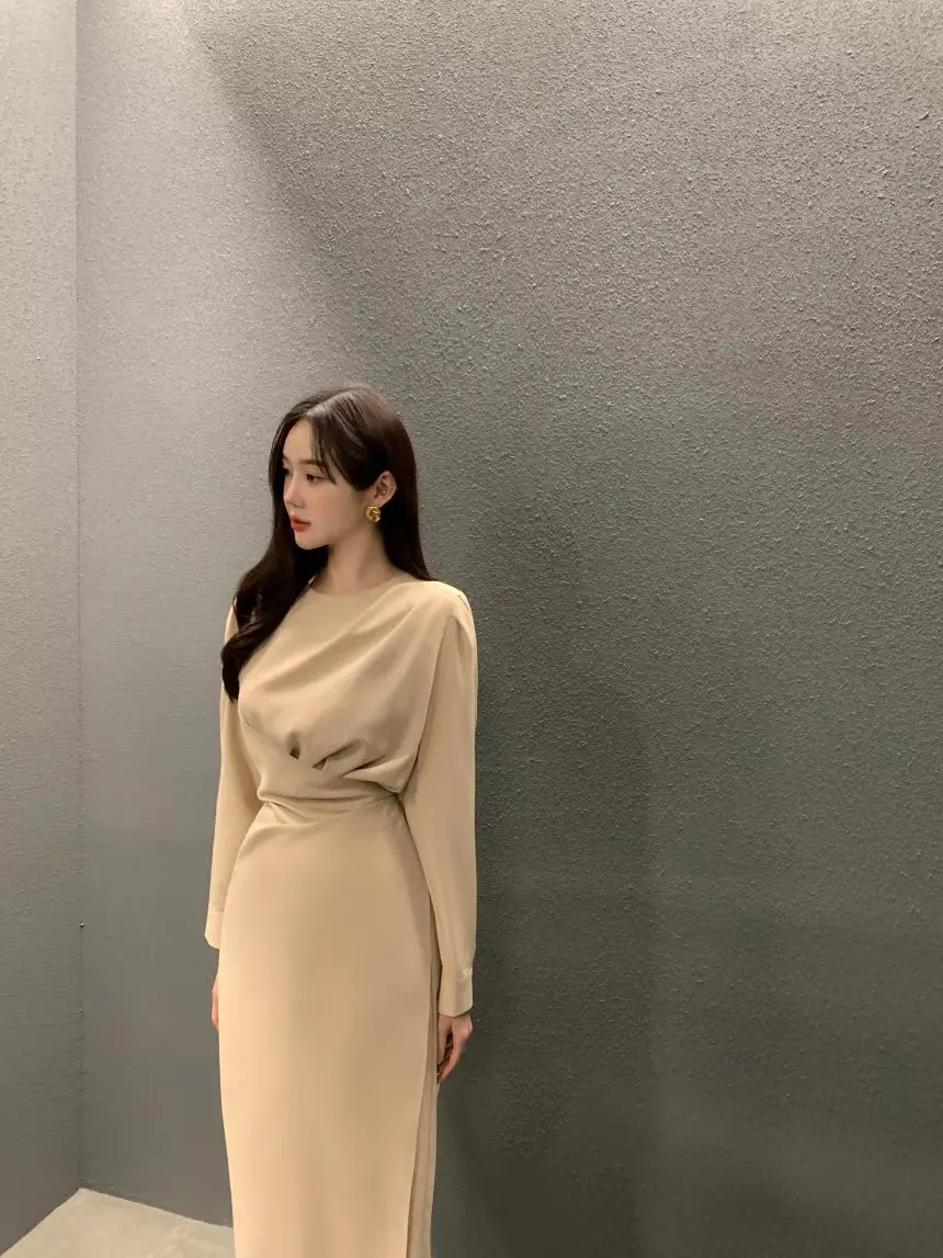 진주 소재 허리 라인 체크 셔츠 슬리브 원피스 상세 이미지 12