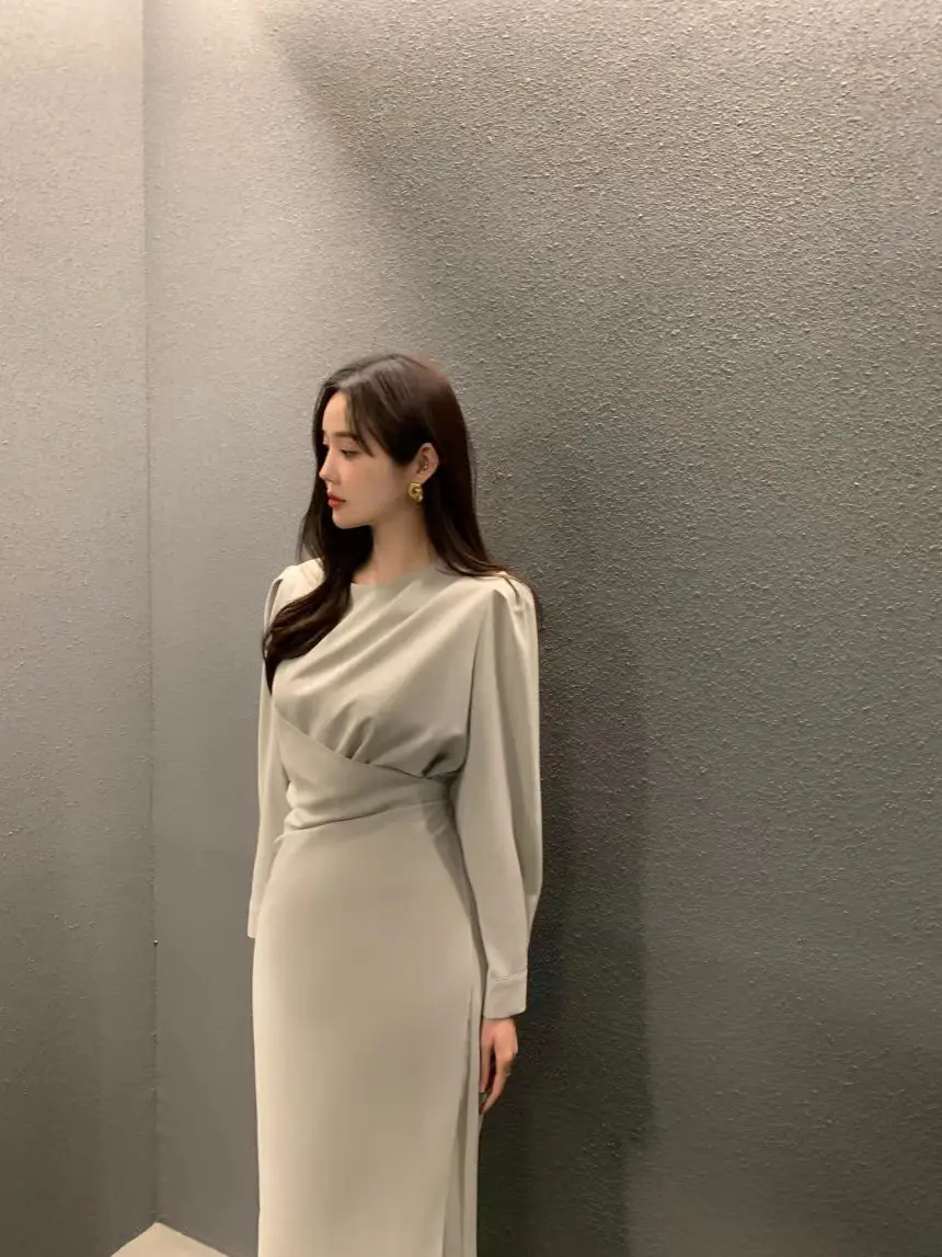 진주 소재 허리 라인 체크 셔츠 슬리브 원피스 상세 이미지 16
