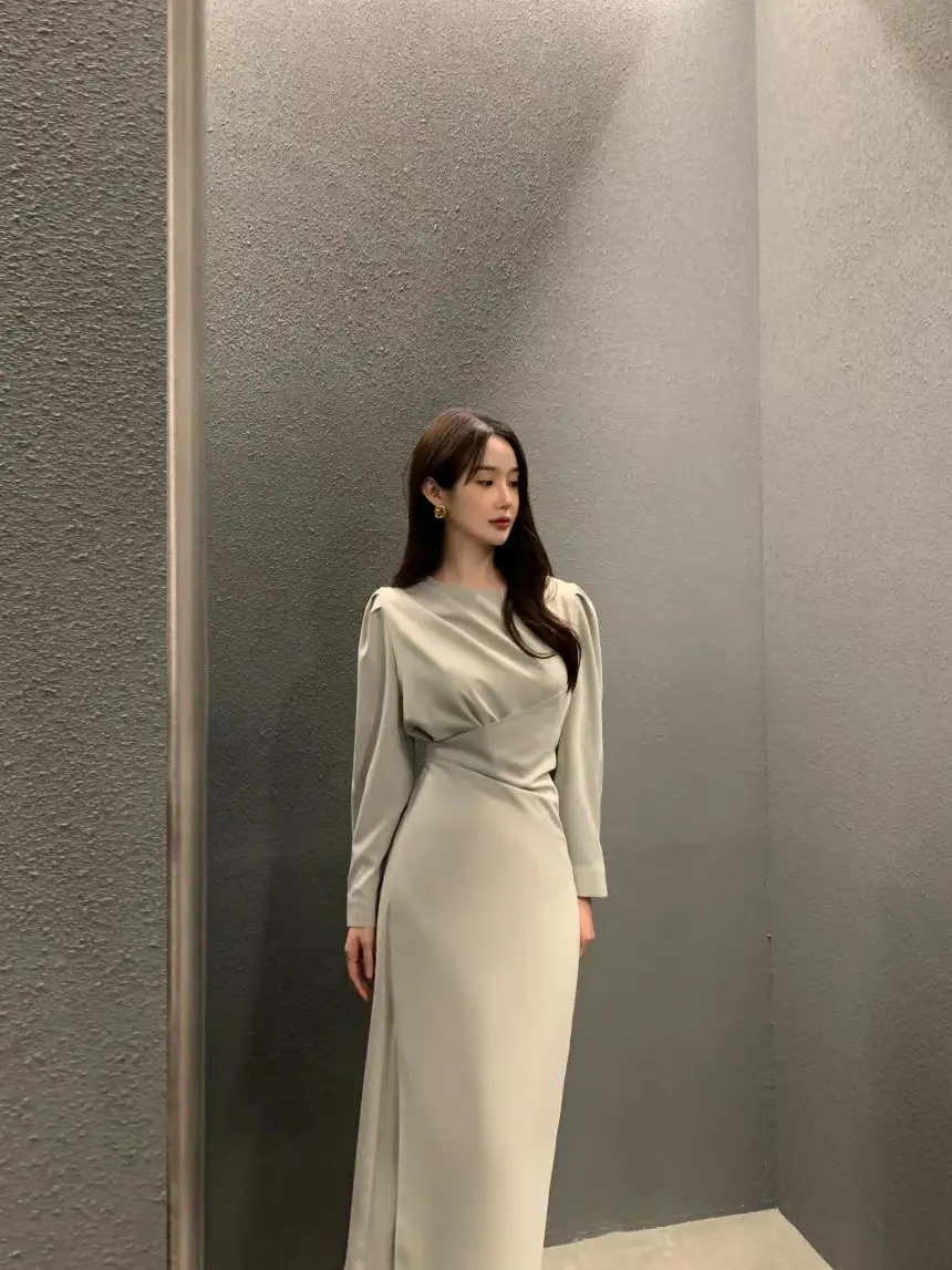 진주 소재 허리 라인 체크 셔츠 슬리브 원피스 상세 이미지 18