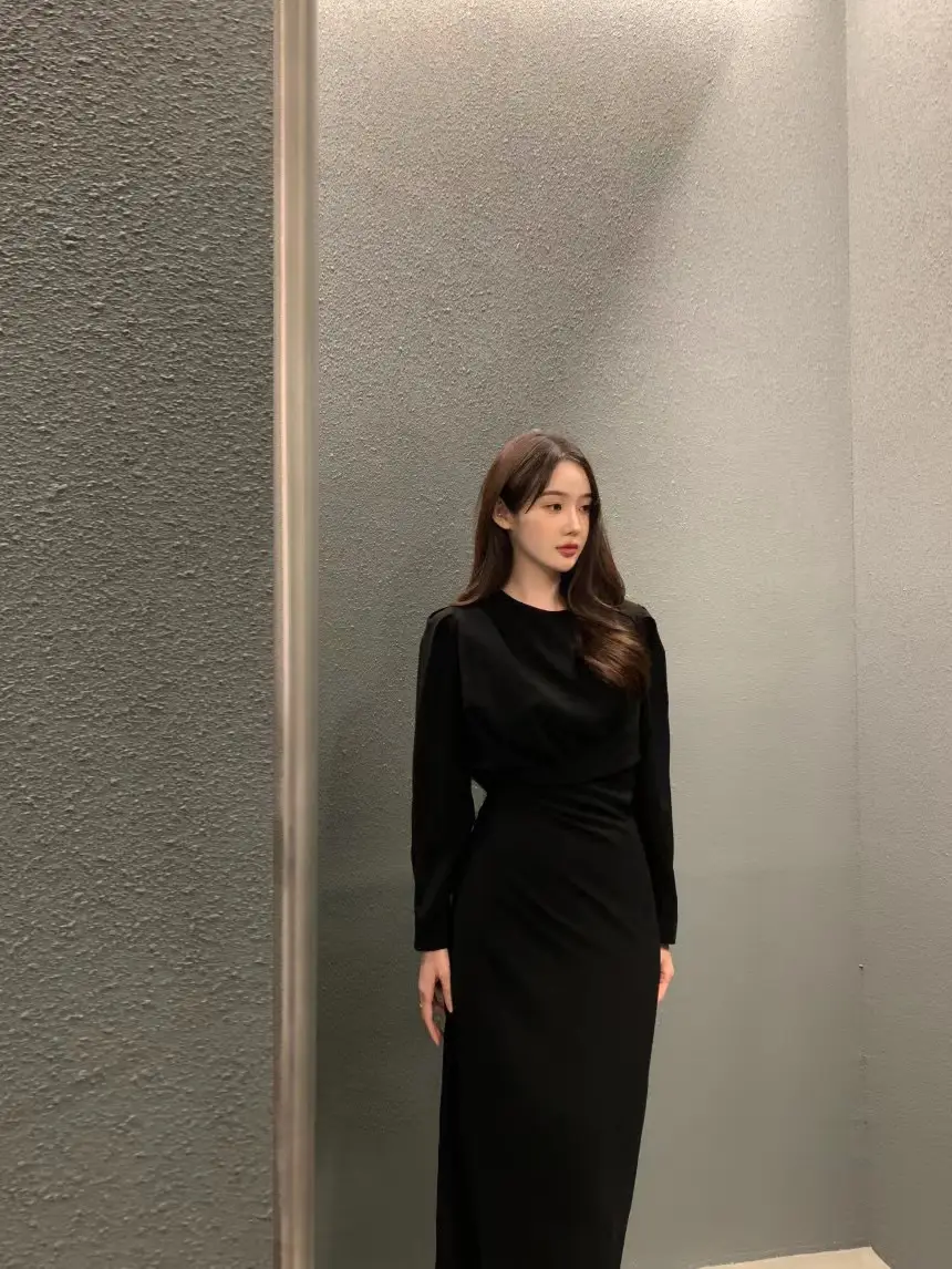 진주 소재 허리 라인 체크 셔츠 슬리브 원피스 상세 이미지 19