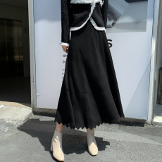 批发针织半身裙女中长款2026秋<b class='q'>冬</b>韩版高腰伞裙大摆a字毛线裙子