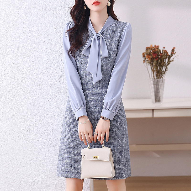 PF23889# 连衣裙韩版小清新淑女套头简约中裙春秋女裝貨源服裝批發
