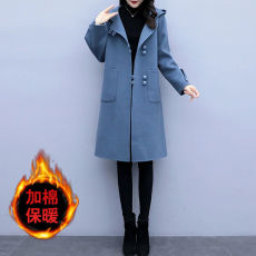 批发M到5XL毛呢外套女2025新款秋冬装韩版宽松风衣中长款连帽复古