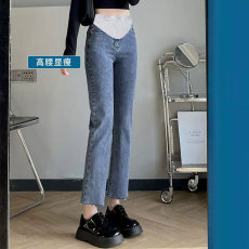 批发网红孕妇牛仔裤春秋外穿九分铅笔裤显瘦八分小脚裤子冬季加绒长裤