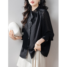 批发限价+12+小视频 <b class='q'>长袖</b><b class='q'>上衣</b>女2026新款春季<b class='q'>雪纺</b>木耳边单排扣衬衫