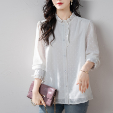 批发限价+12 <b class='q'>长袖</b><b class='q'>上衣</b>女2026新款春季<b class='q'>雪纺</b>木耳边单排扣衬衫