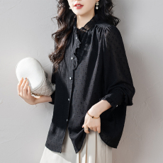 批发限价+12 <b class='q'>长袖</b><b class='q'>上衣</b>女2026新款春季<b class='q'>雪纺</b>木耳边单排扣衬衫