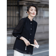 批发限价+12+小视频 <b class='q'>长袖</b><b class='q'>上衣</b>女2026新款春<b class='q'>雪纺</b>木耳边单排扣衬衫