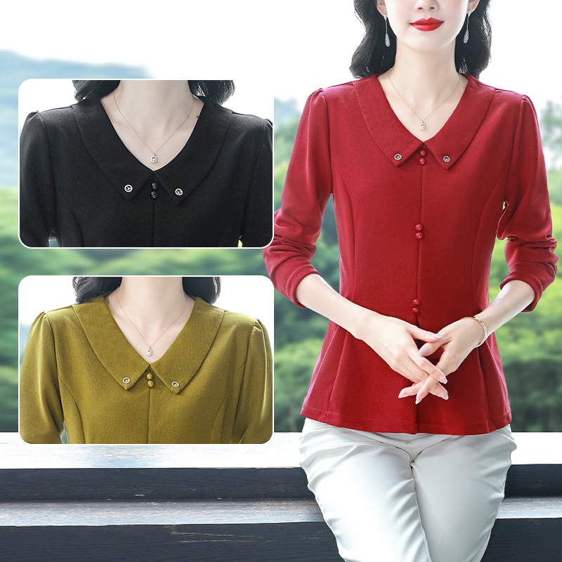 PF21965#新款长袖修身遮肚子显瘦大码女士上衣弹力百搭小衫女裝貨源服裝批發