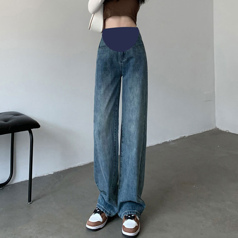 3xl 9 포인트 긴 바지 임산부 청바지 봄 가을 외출용 빅 사이즈 루즈핏 스트레이트 레깅스 임산부 봄 와이드 바지