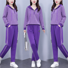 批发大码休闲运动服套装女2026春秋季新款时尚卫衣外套阔腿两件套