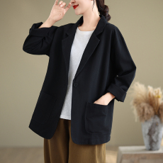 批发实拍2024秋季新款外套宽松休闲大码西装复古气质高级上衣