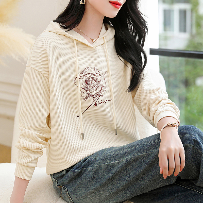 PF30086#新款时尚洋气绣花连帽卫衣女裝貨源服裝批發