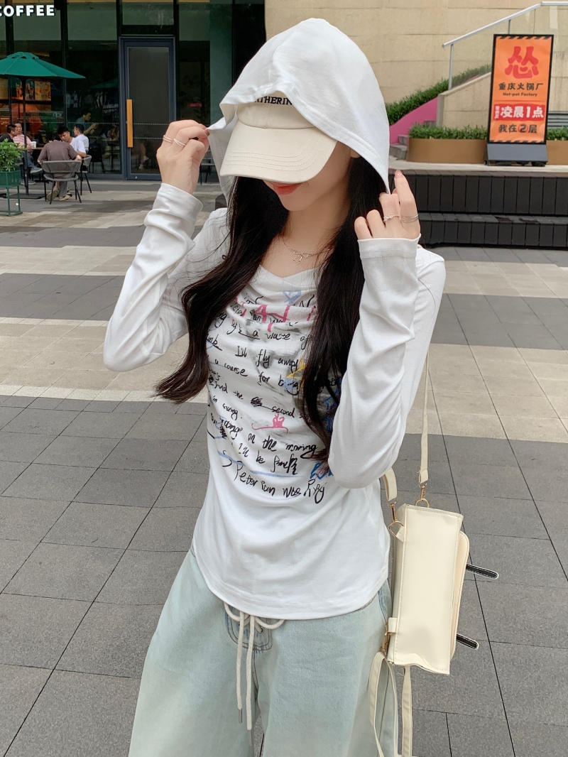 PF21265#人棉随心裁长袖T恤女女裝貨源服裝批發