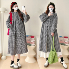 批发实拍<b class='q'>孕妇装</b>2026学院风文艺范条纹开衫<b class='q'>连衣裙</b>高腰长袖衬衫裙罩衫潮