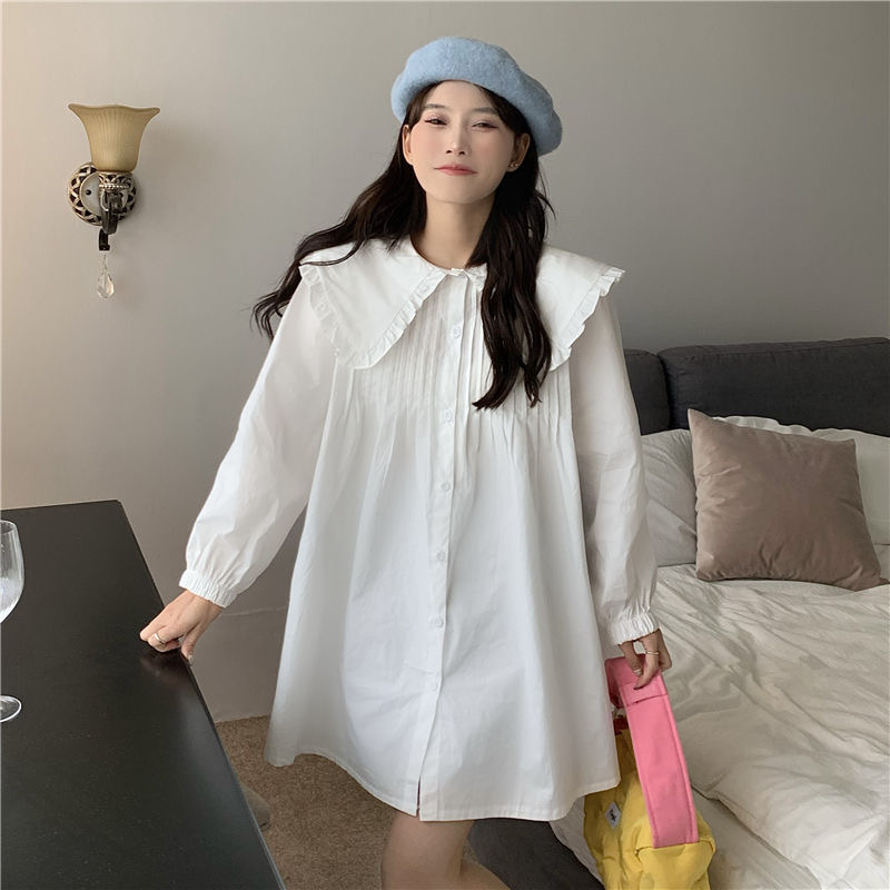 실사 봄 드레스 새로운 한 부서 빅 사이즈 여성 의류 베이비 칼라 드레스 다용도 루즈핏 드레스 m-4xl200 근