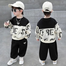 批发儿<b class='q'>童</b>运动装2025新款<b class='q'>男</b><b class='q'>童</b><b class='q'>春秋</b><b class='q'>季</b>字母卫衣<b class='q'>套装</b>网红宝宝春装两件套潮