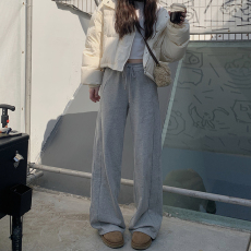 批发实价-官图 春季新款阔腿高腰垂感显瘦百搭休闲<b class='q'>运动</b>裤