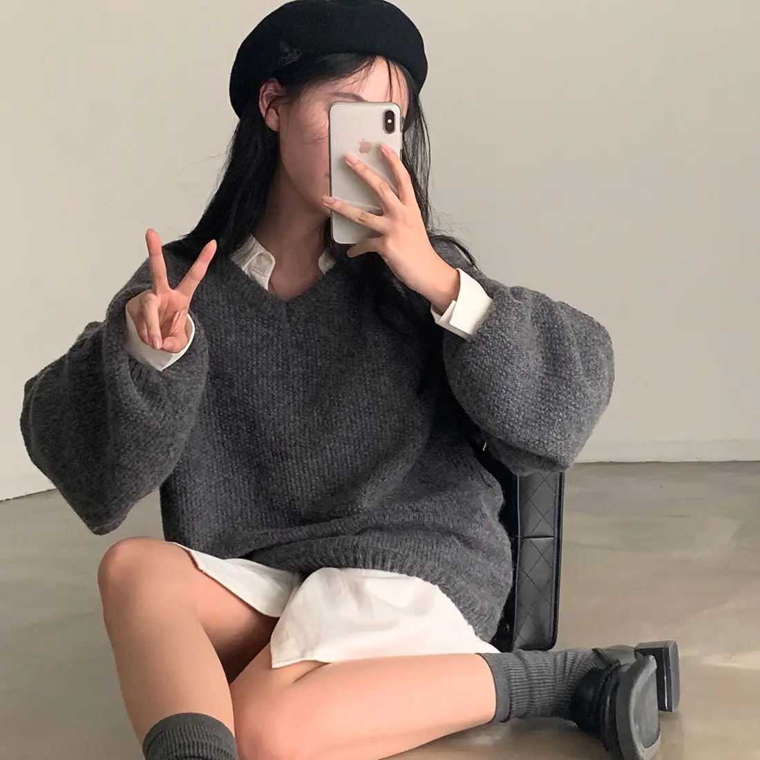 V라인 여자 니트 셔츠 상세 이미지 18