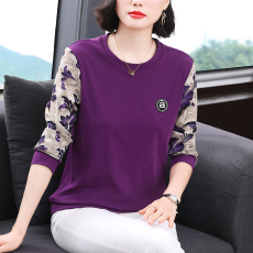 批发妈妈洋气女装<b class='q'>春</b>秋装T恤新款打底中老年长袖<b class='q'>春</b>秋中年上衣小衫针织