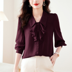 批发实拍2026年新款<b class='q'>衬衫</b>女 <b class='q'>长袖</b>法式简约气质荷叶边设计感时尚<b class='q'>衬衣</b>