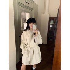 批发实拍气质高级感立领风衣外套<b class='q'>女</b>早秋新款慵懒风宽松中长款外搭上衣
