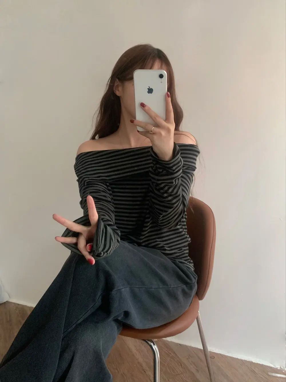 통근용 슬림핏 스트라이프 티셔츠 상세 이미지 7