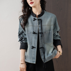 批发限价+12  新中式牛仔外套女春秋2026新款宽松时尚上衣