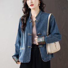 批发限价+12  牛仔外套新中式女装2026春秋季新款流行上衣