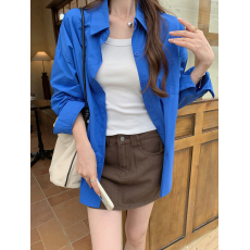 批发实价模特实拍衬衫女装春季新款慵懒风长袖上衣小个子衬衣<b class='q'>百搭</b><b class='q'>外套</b>