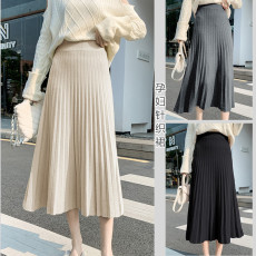 批发孕妇装秋冬新款高端针织裙百搭经典简约半身裙百褶裙A字裙