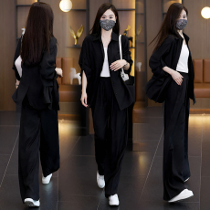 批发实拍新款套装2025秋季高档休闲宽松遮肉设计感两件套