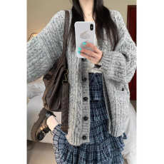 批发韩系慵懒风开衫毛衣女<b class='q'>外套</b>秋冬装高级感宽松软糯针织宽松<b class='q'>显瘦</b>上衣