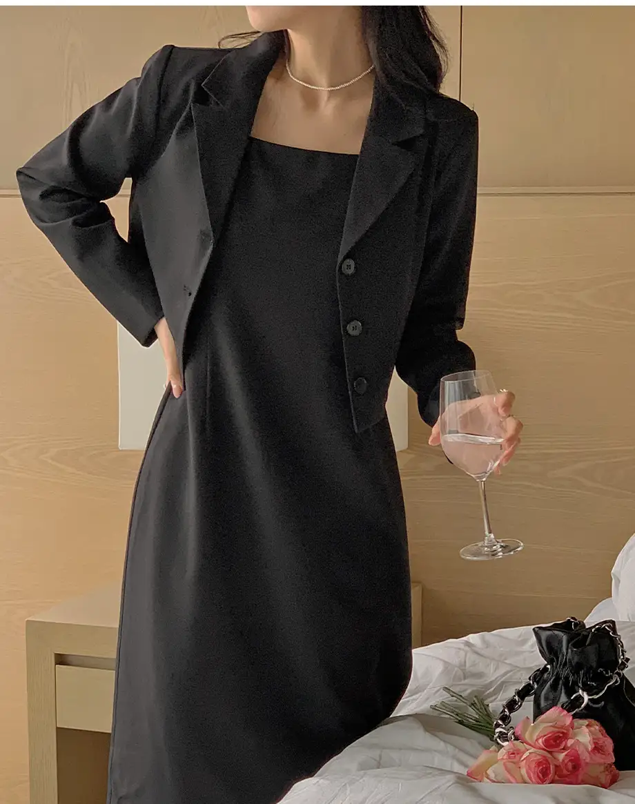 프렌치 감성 블레이저+슬리브리스 원피스 세트 상세 이미지 1