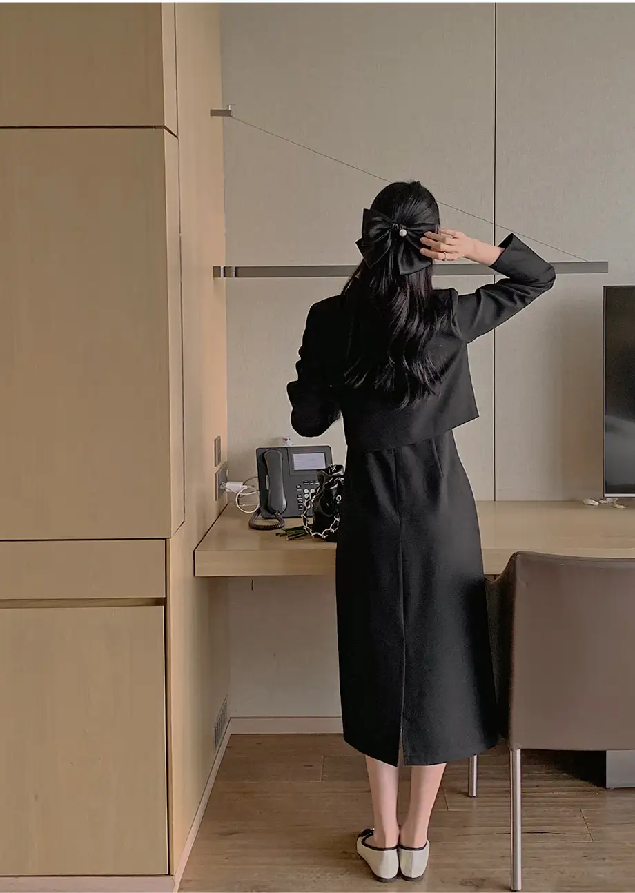 프렌치 감성 블레이저+슬리브리스 원피스 세트 상세 이미지 11