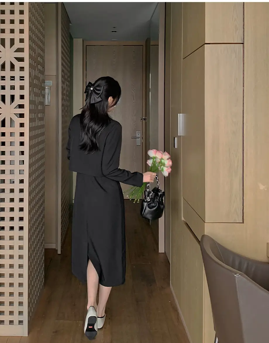 프렌치 감성 블레이저+슬리브리스 원피스 세트 상세 이미지 14