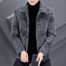 批发2024秋冬新款高档毛呢大衣<b class='q'>韩</b>版夹克修身百搭休闲潮流翻领保暖外套