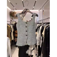 批发东大门2026<b class='q'>夏</b>季新款小香风法式气质方领收腰马甲显瘦无袖上衣女士