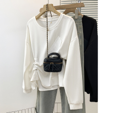 批发实拍大码女装胖MM时尚显瘦休闲不规则复古<b class='q'>卫衣</b>上衣秋冬