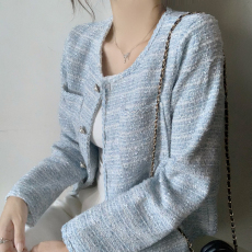 批发实拍  小香风短款外套开衫女秋装新款名媛洋气设计感上衣