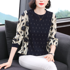 批发中年妈妈装<b class='q'>春</b>秋针织衫长袖t恤小衫中老年女装洋气打底衫秋季上衣