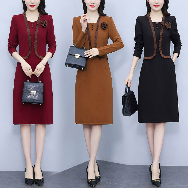 MY13133# 气质收腰显瘦中长款连衣裙妈妈装女裝貨源服裝批發